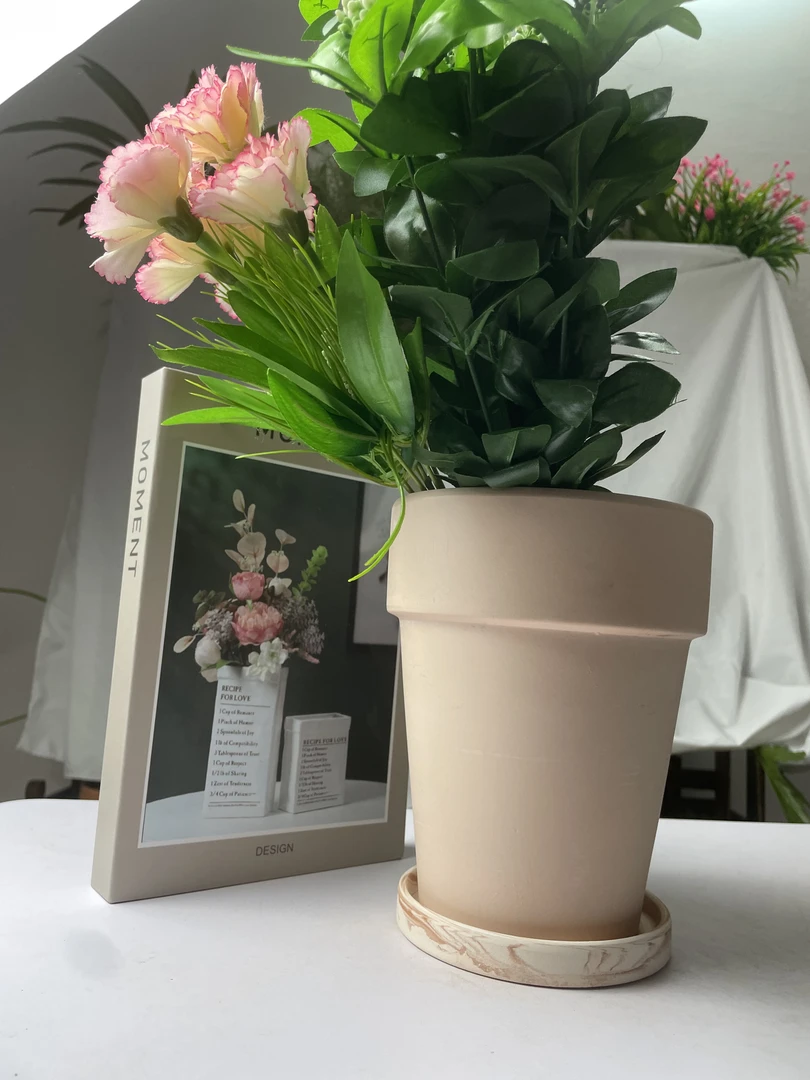 自产自销特惠14*18反比例玛奇朵渐变色高脚红陶花盆透气排水阳台