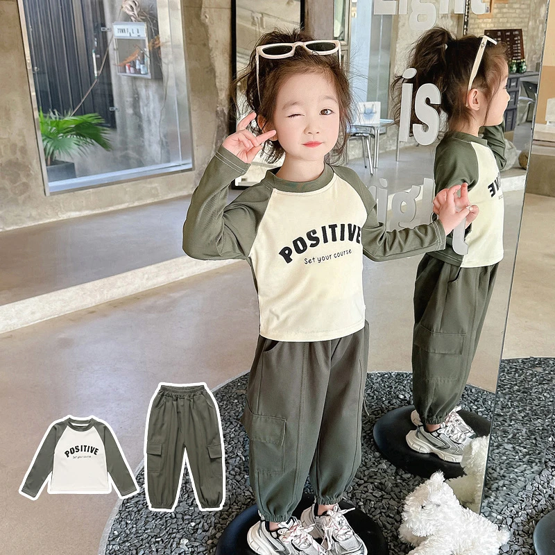 女童网红工装裤套装2024新款春季儿童装时髦韩版宝宝春秋装两件套