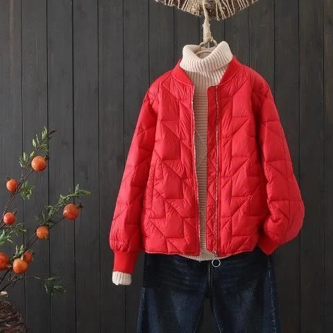 艾菜依轻薄款羽绒服女秋冬轻便韩版棒球服薄袄女装立领大码外套轻