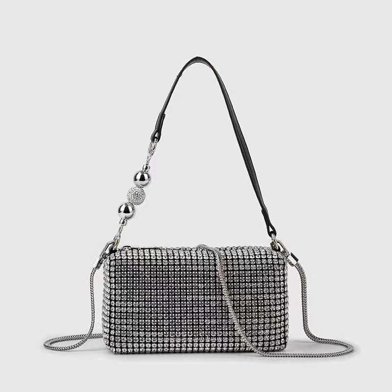 闪亮满钻小方包包2024夏高质感斜挎手提小方包sd