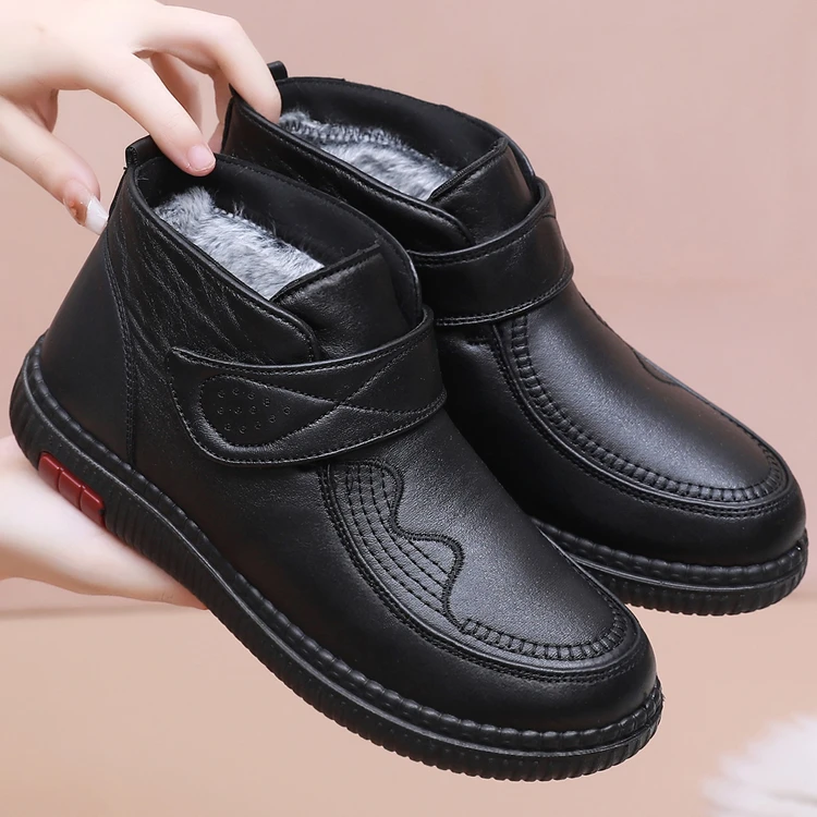 老北京布鞋女棉鞋冬高帮防水加绒加厚保暖软底防滑休闲老人妈妈鞋