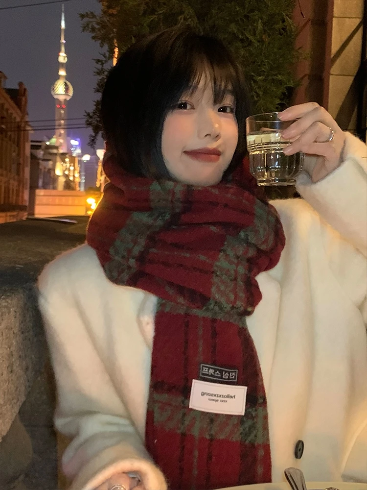 2023年新款格子女冬款加厚保暖围巾披肩复古百搭高级感春秋学生