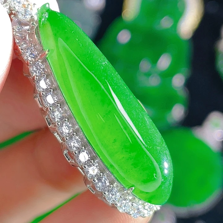 翡翠吊坠(不含链)银S925镶嵌