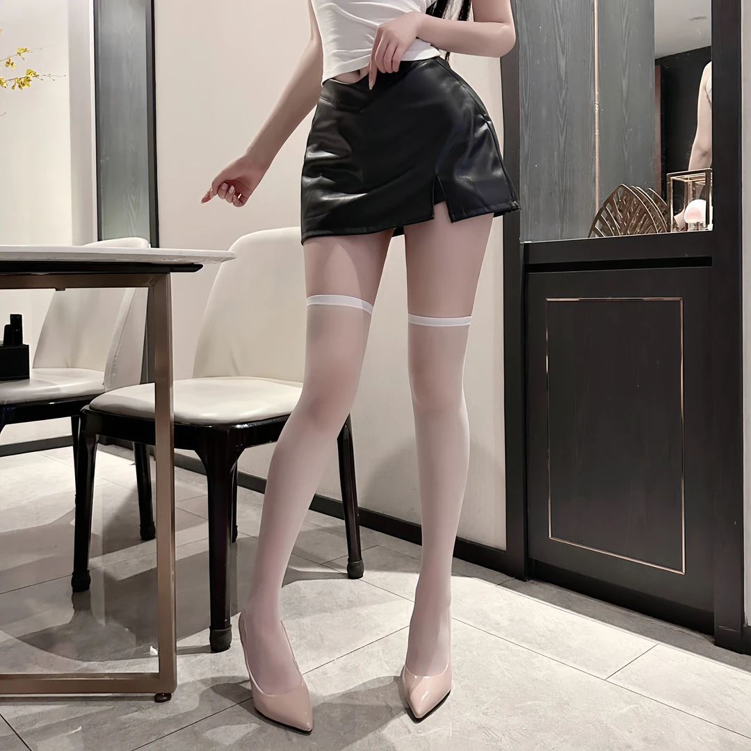 夏季网红薄款白色jk过膝袜纯欲长筒袜性感黑丝袜JK过膝袜白丝袜
