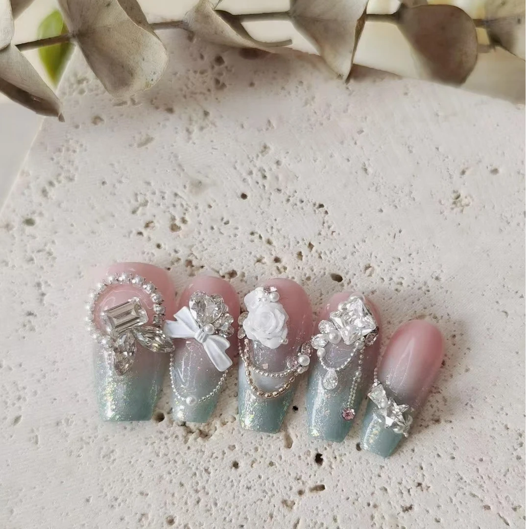 全瑕纯梧美甲钻（开播浮力）手工冰透爆闪