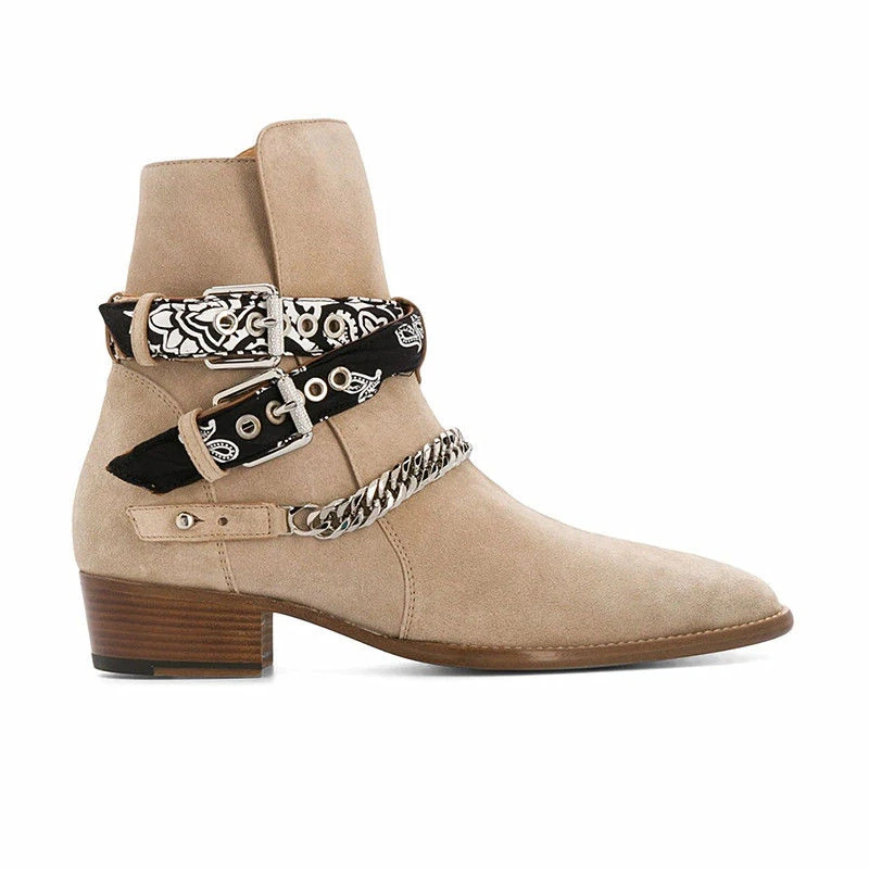 切尔西靴男短靴尖头CHELSEA BOOT新款男士靴子金属链子马丁靴