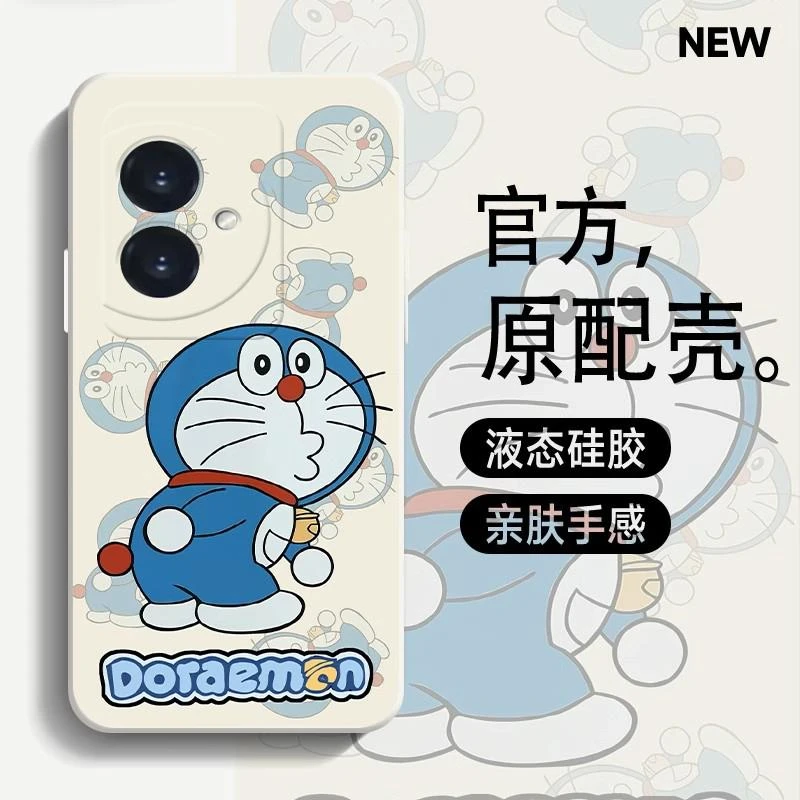 华为荣耀100手机壳卡通可爱防摔镜头全包创意哆啦梦液态硅胶小众