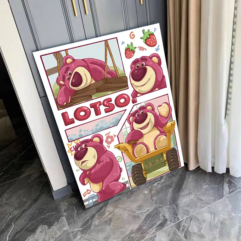 草莓熊数字油画diy手工简单填充填色卡通史迪仔海绵宝宝手绘画画