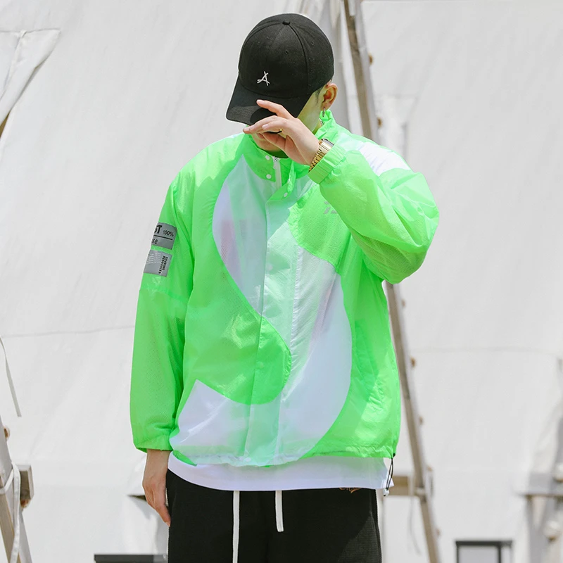 徐天霸大码清爽外套防晒衣夹克休闲夏季宽松运动风皮肤衣