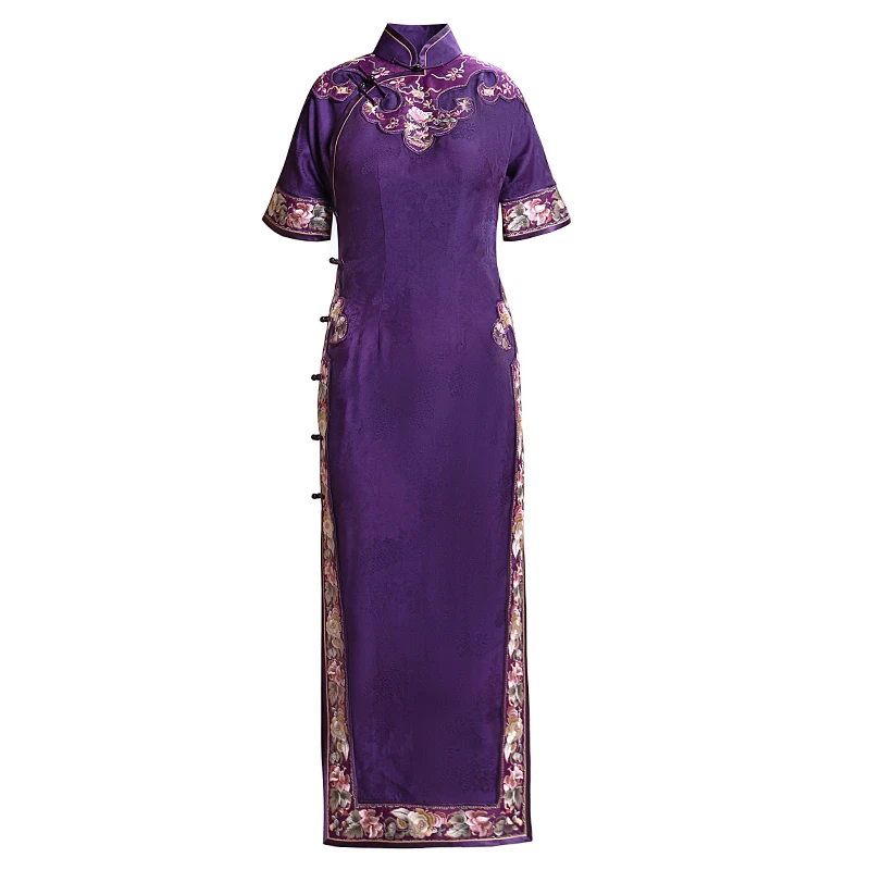 「凝夜紫」乐锦坊中国风复古手工时尚气质高端设计原创汉服刺绣旗袍