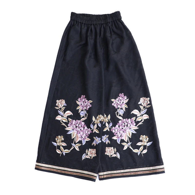 「绣球裤子」乐锦坊原创手工国风高档显瘦中式长款汉服刺绣日常裤子
