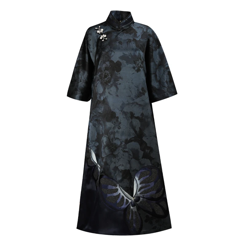 「双蝶」乐锦坊国风复古时尚气质高端百搭原创刺绣设计手工汉服大褂