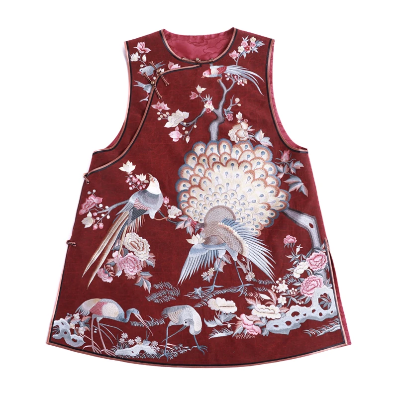 「孔雀彩裳」乐锦坊复古国风手工原创中式重工刺绣百搭国潮汉服马甲