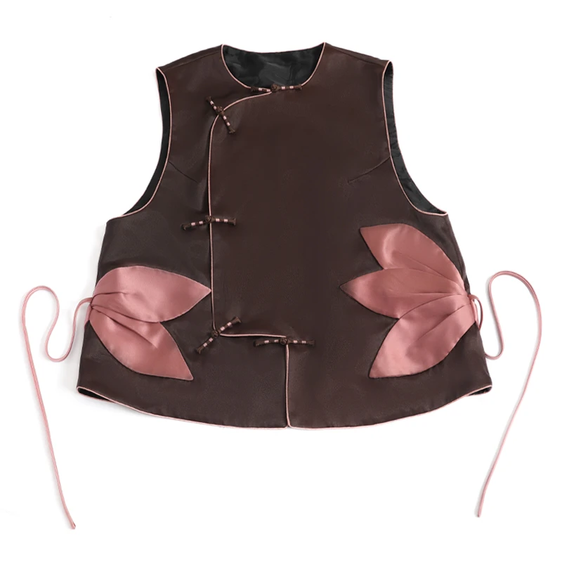 「朝时花开」乐锦坊复古中国风手工原创小众设计感百搭圆领汉服马甲