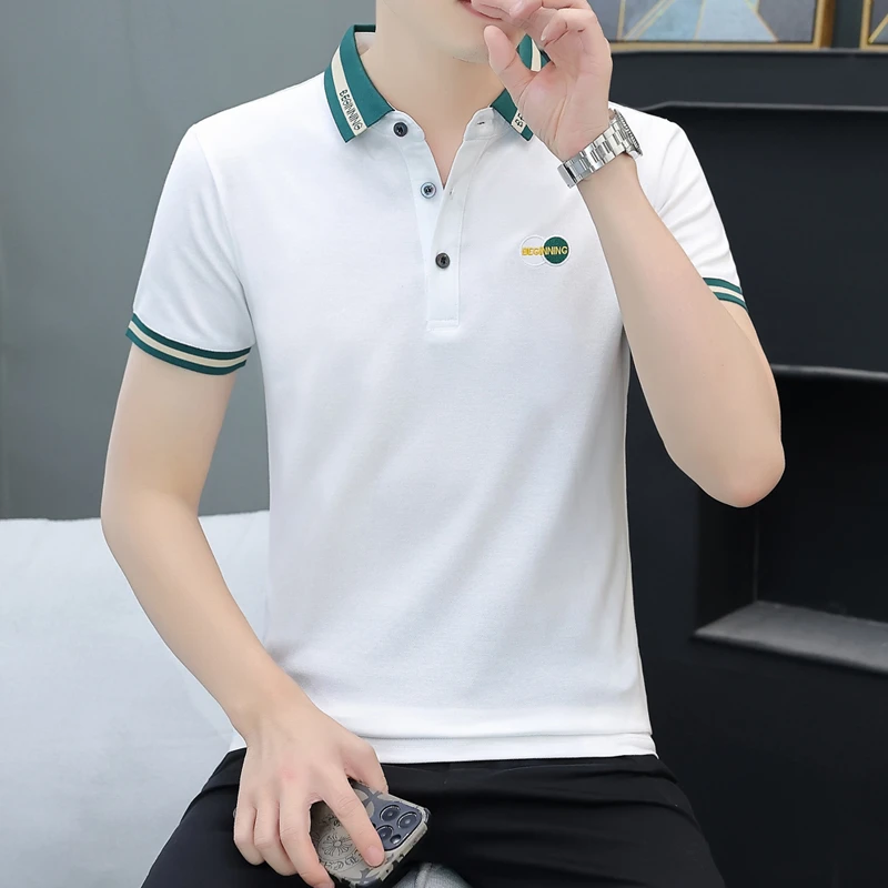 高品质翻领polo衫短袖t恤男士珠地棉时尚潮牌夏季男装半袖衫上衣