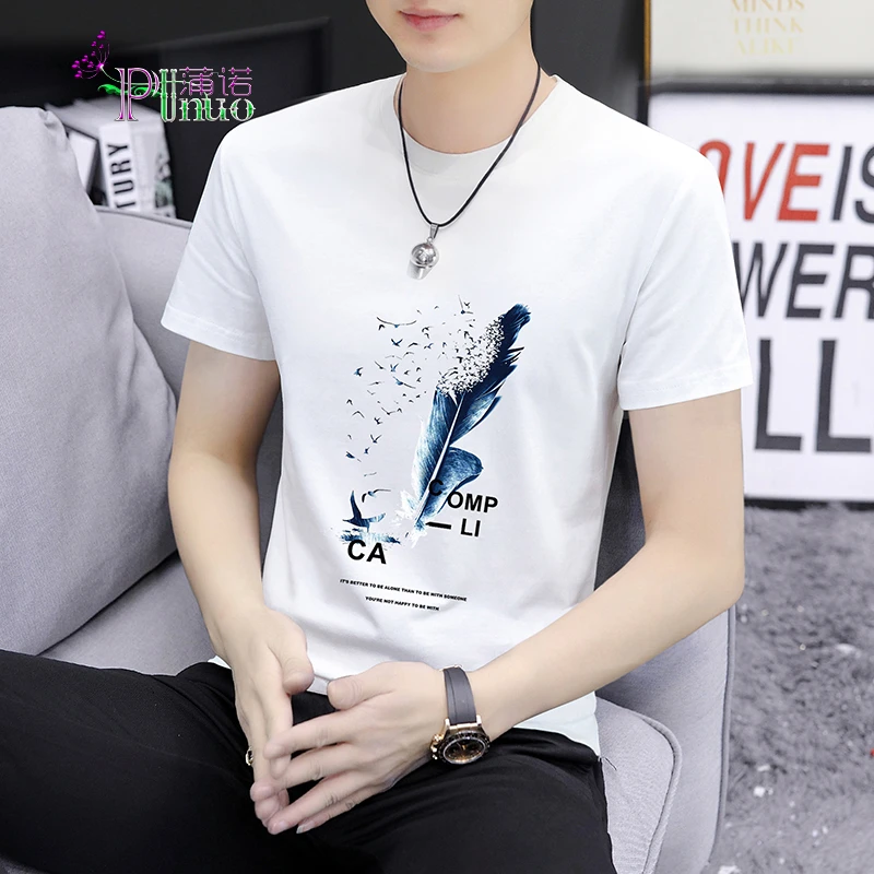 高品质潮流短袖t恤男士夏季宽松白色圆领百搭半袖体恤男装打底衫