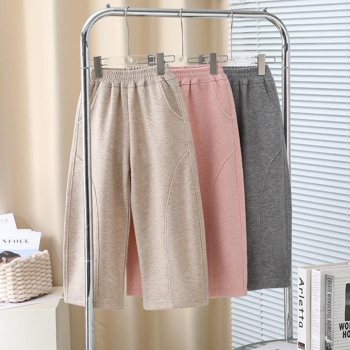 【KIDS童装】女童加绒弯刀裤中大童洋气休闲拖地裤外穿防风运动裤潮