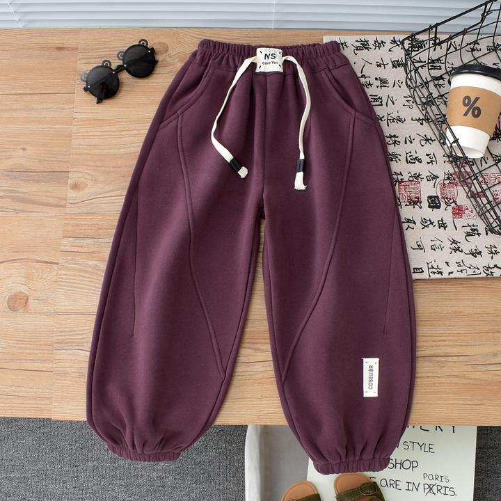 儿童卫裤2024秋冬中大童加绒休闲裤宝宝洋气拼接韩版运动裤外穿潮