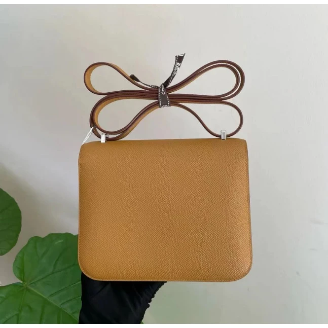 （黑总）现货真皮包包牛皮手提单肩斜挎包女DSN-KJ19-橙色金扣