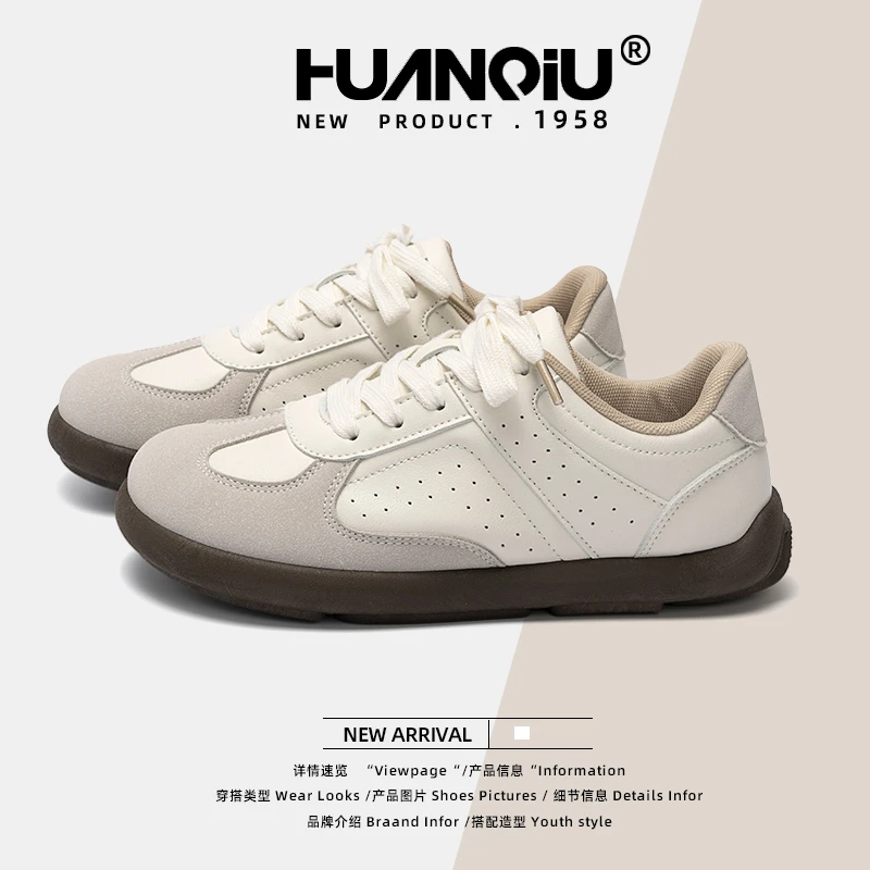 HUANQIU/环球复古风德训鞋女2025新款秋季校园休闲鞋百搭厚底板鞋