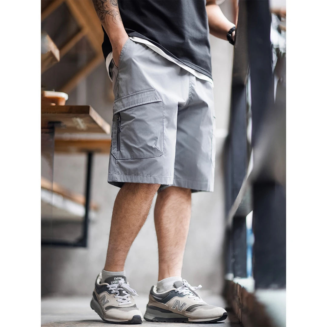 齐码清仓！ 美式复古机能风工装短裤松紧腰抽绳多口袋休闲五分裤男