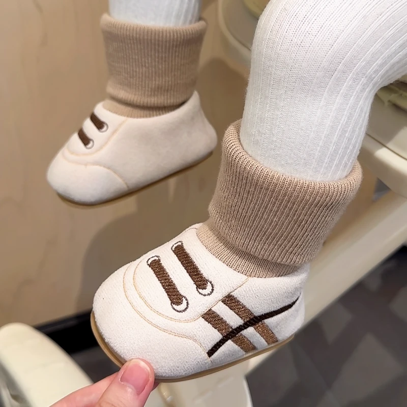 婴儿学步鞋子软底春秋冬季0一1岁新生男女宝宝8-10个月不掉布鞋袜