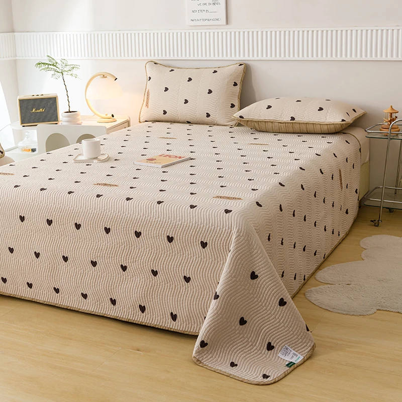 2024新款双面纯棉全棉轻奢高温砂洗床盖三件套可搭配被套绗缝机洗