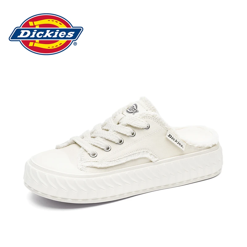 Dickies半拖帆布鞋男情侣时尚小白鞋一脚蹬包头百搭透气网红潮鞋