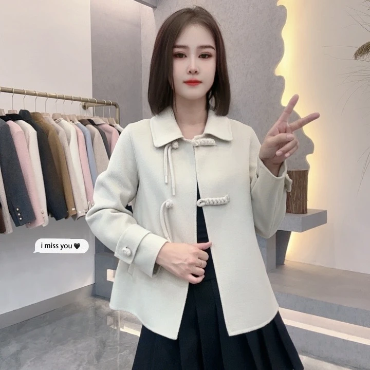 8251短款时尚大牌中式双面羊毛外套