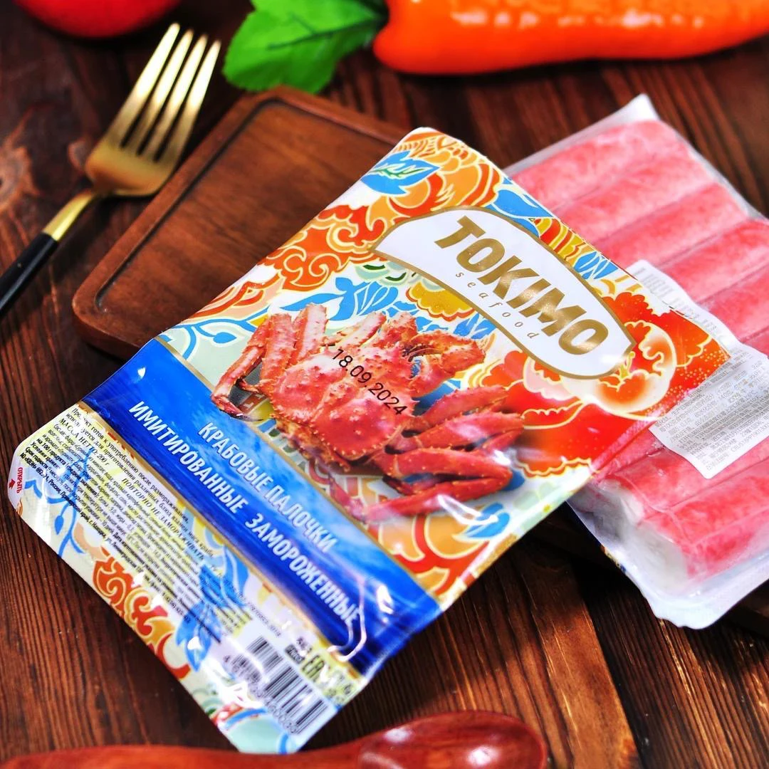 进口俄罗斯原装进口海鲜蟹肉棒合成V形蟹柳涮火锅拌沙拉熟冻即食