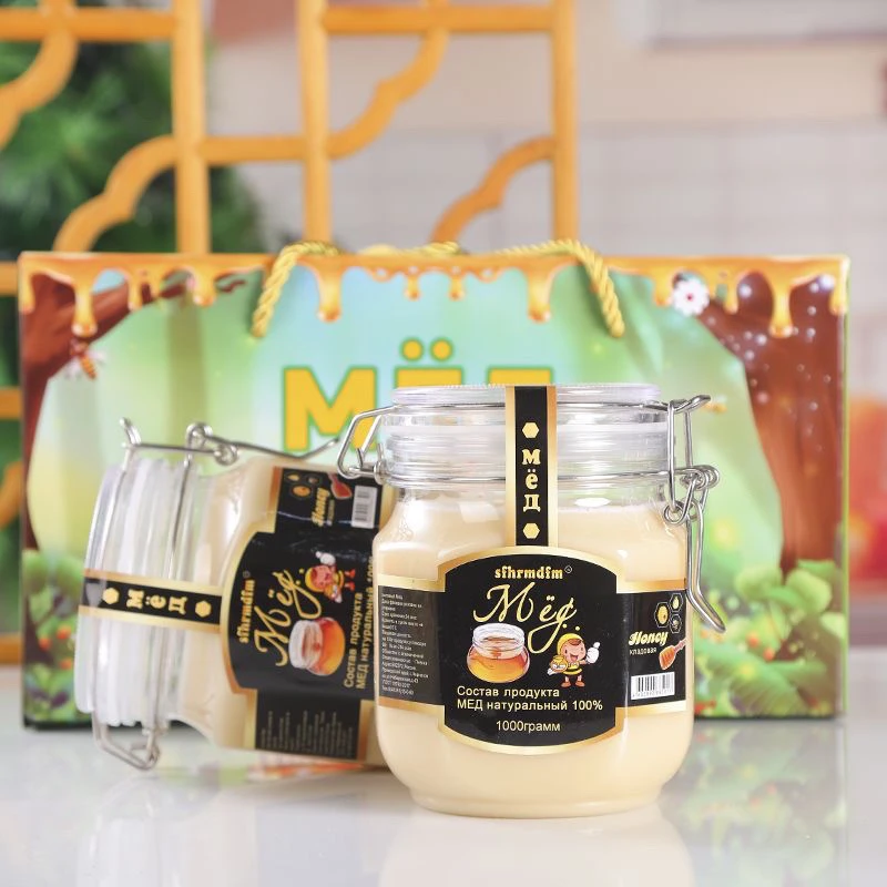 俄罗斯进口椴树蜂蜜挤压蜂蜜雪蜜冲饮1000g（黑色标）包邮