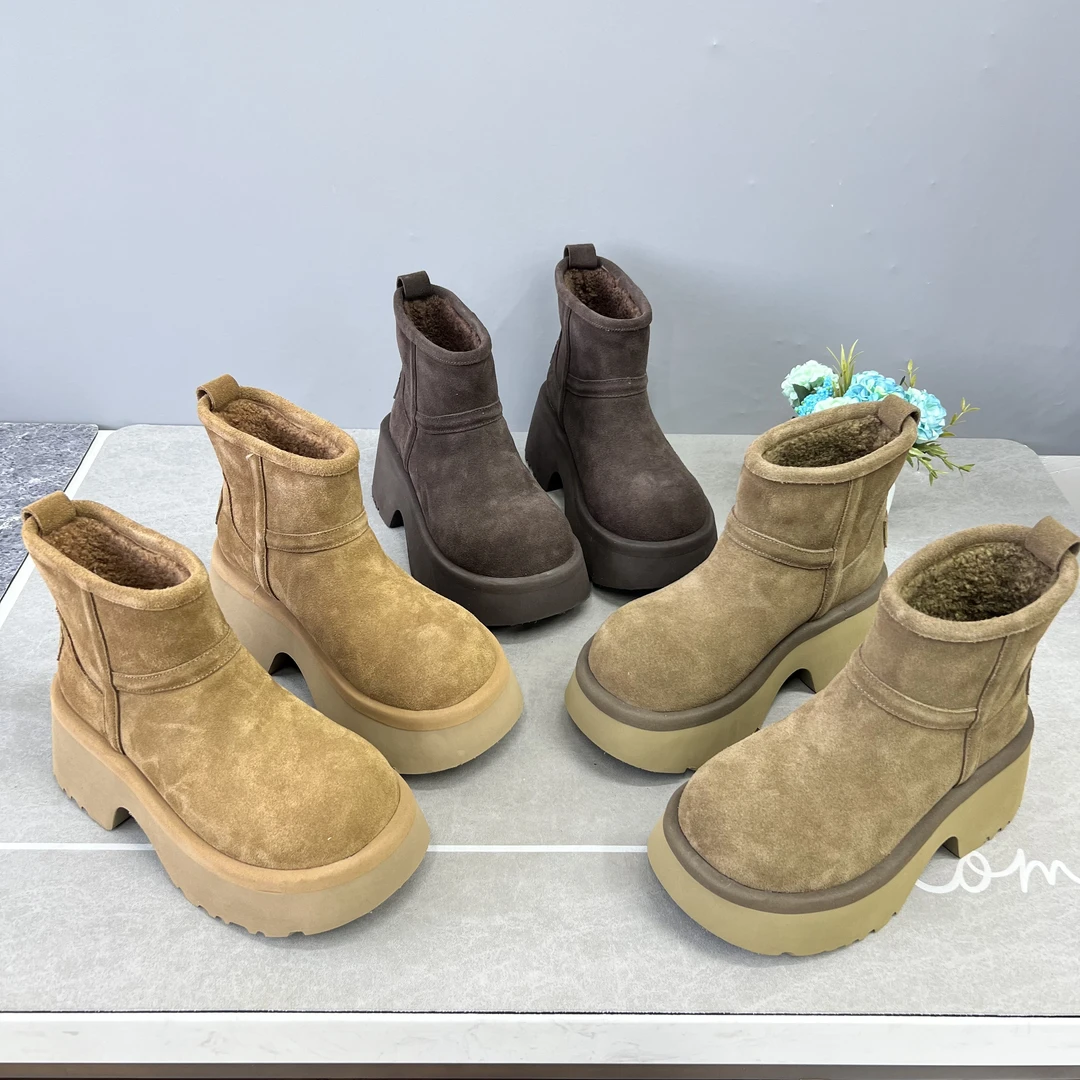 时尚休闲百搭短靴厚底加绒秋冬冬季复古保暖韩版高帮圆头英伦