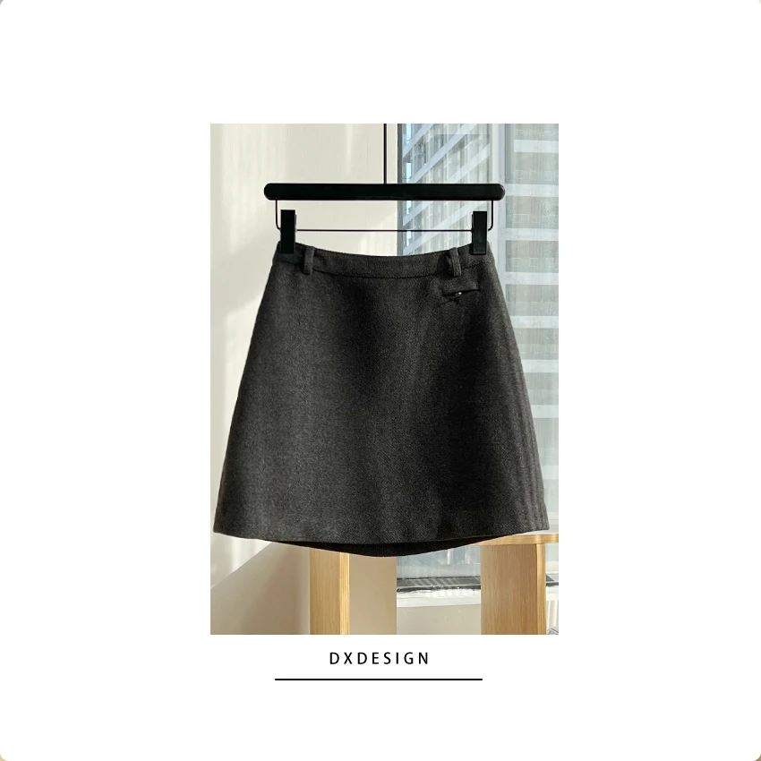 轻奢秋冬新品 遮胯显瘦抗皱绵羊毛时髦a字显瘦高腰短裙半身裙女