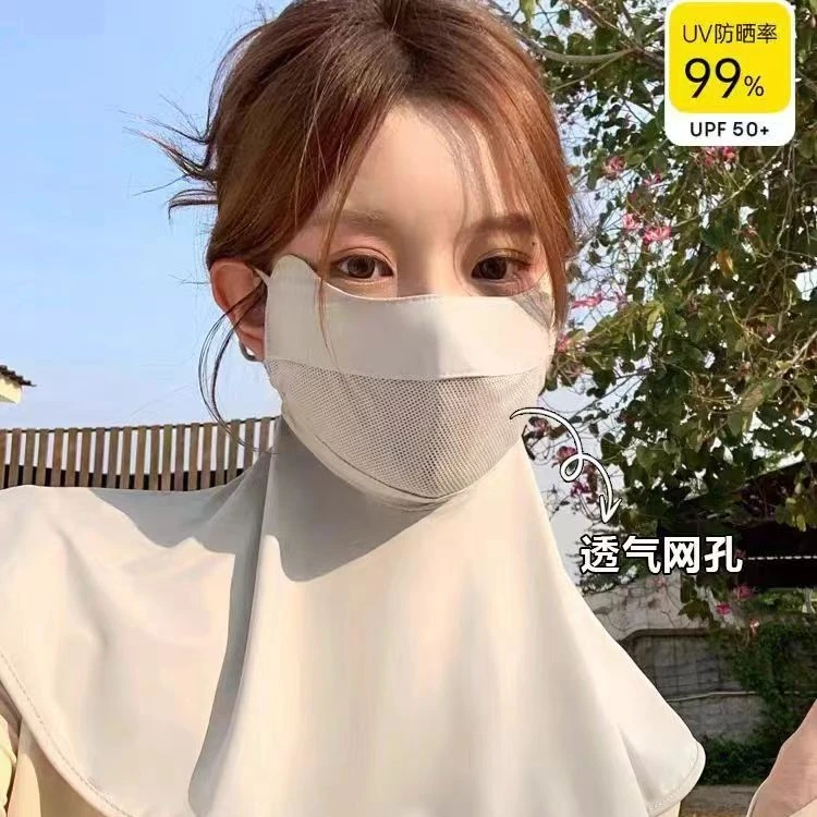 冰丝防护面罩遮阳防紫外线户外护颈全脸护眼角口罩透气骑行面纱