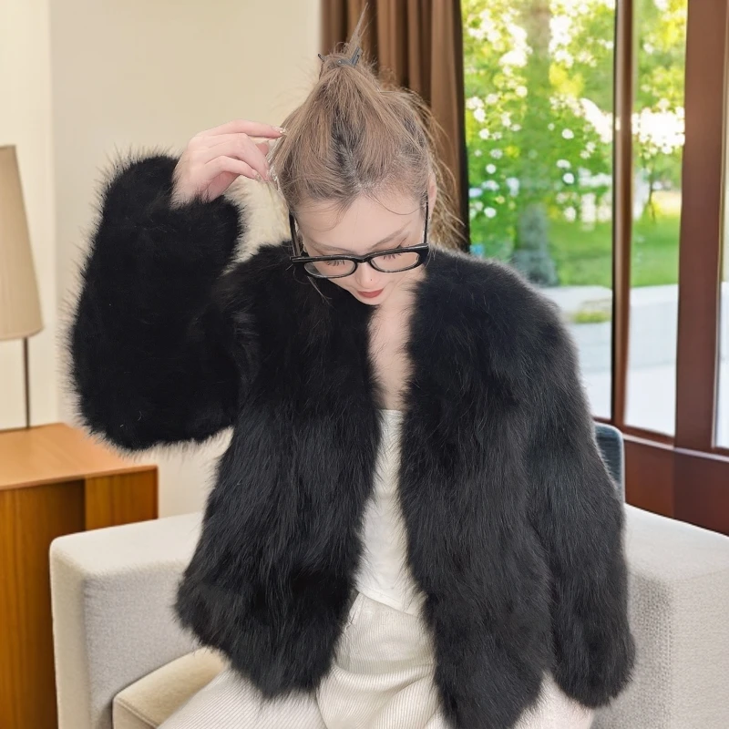 【鹿鹿精选】貉子毛腹毛海宁皮草外套女轻奢百搭反季冬季时尚-438