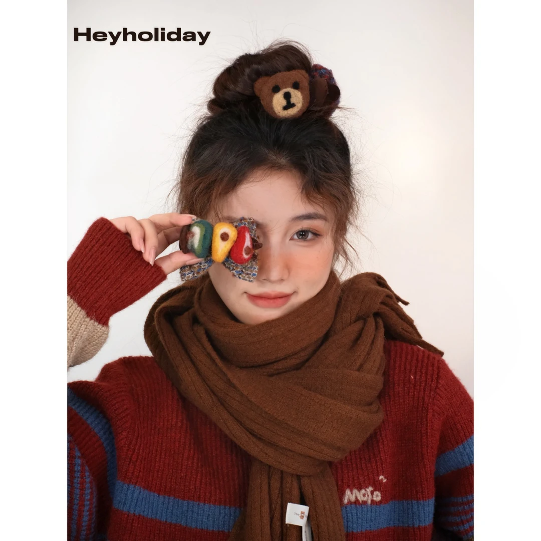 羊毛毡AB面抓夹蝴蝶结可爱甜美秋冬网红百搭