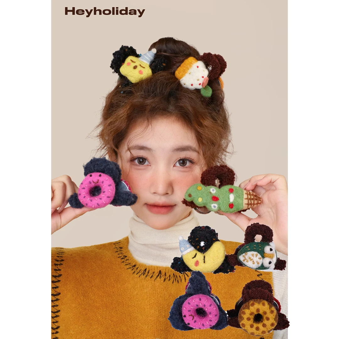 可爱羊毛毡抓夹手工后脑勺夹秋冬百搭