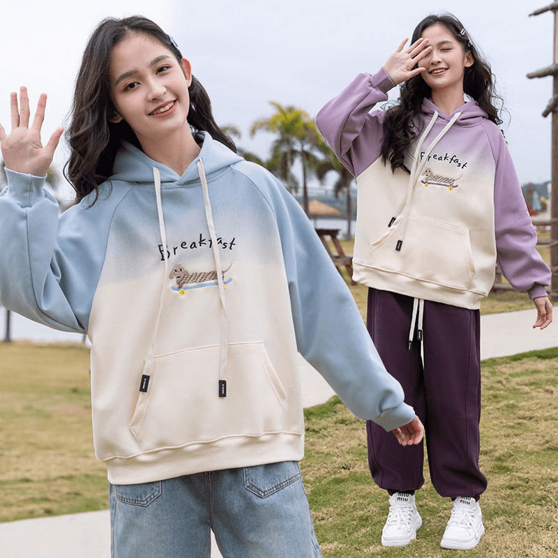 女童春秋装卫衣2024新款洋气女大童小女孩秋季初高中学生连帽上衣