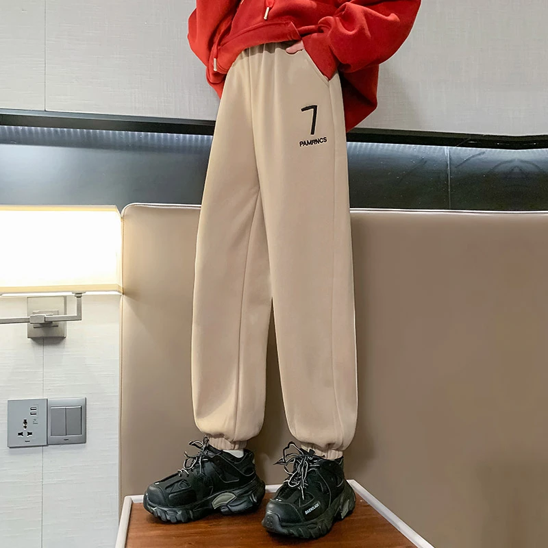 【断码清仓5折】女童加绒卫裤秋冬款初高中生加厚女大童宽松长裤子