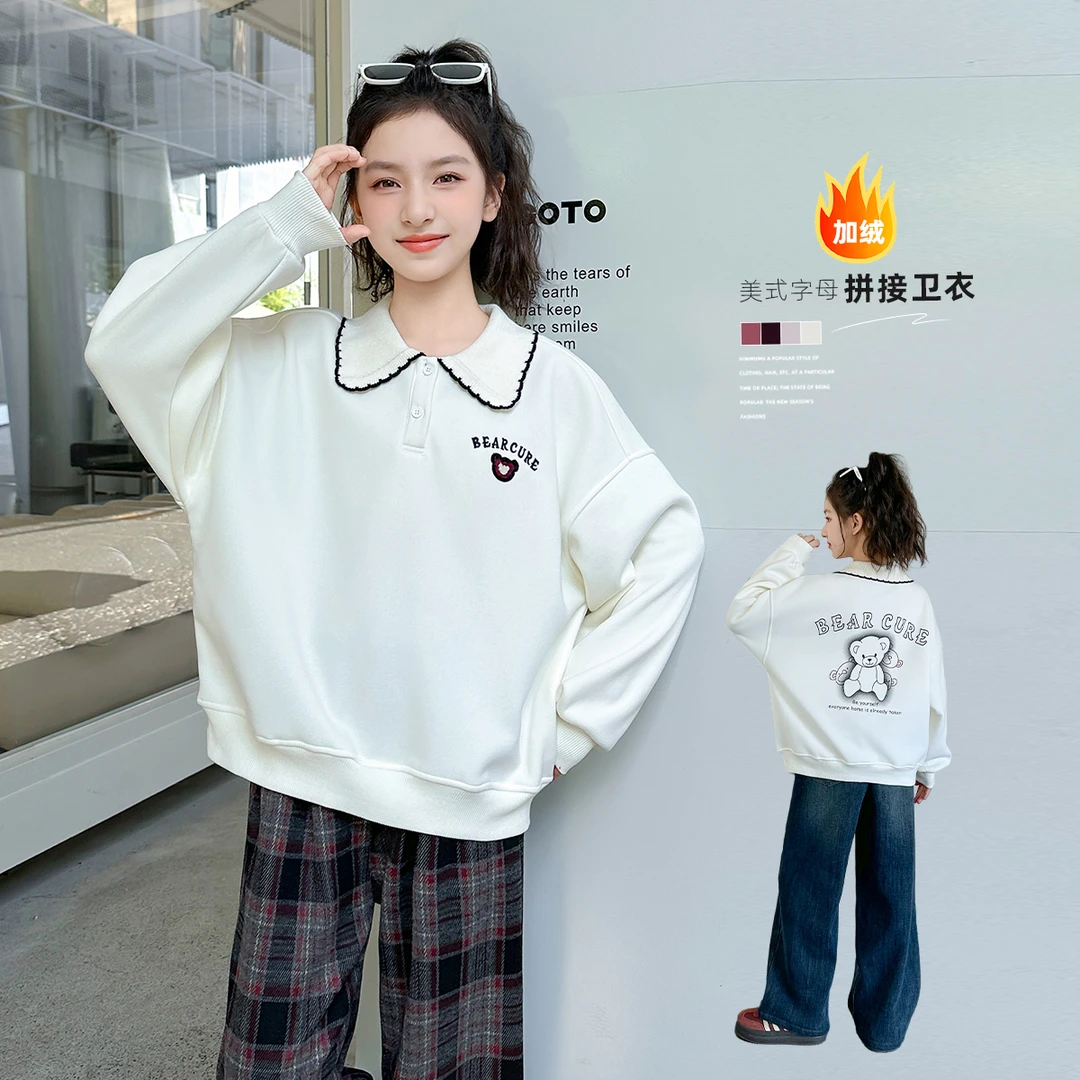 女童卫衣秋款2025新款洋气儿童秋装长袖女孩宽松圆领上衣Q61566