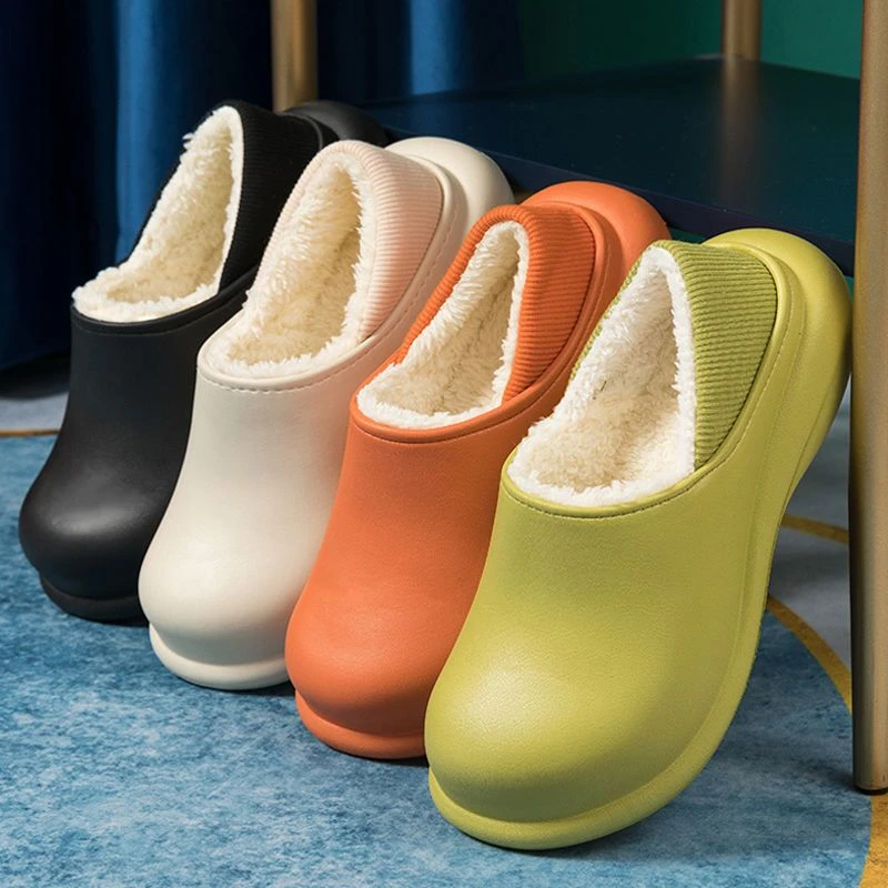 拖鞋冬天包跟拖鞋保暖鞋子冬季女士棉拖鞋月子鞋棉鞋防水老爹棉鞋
