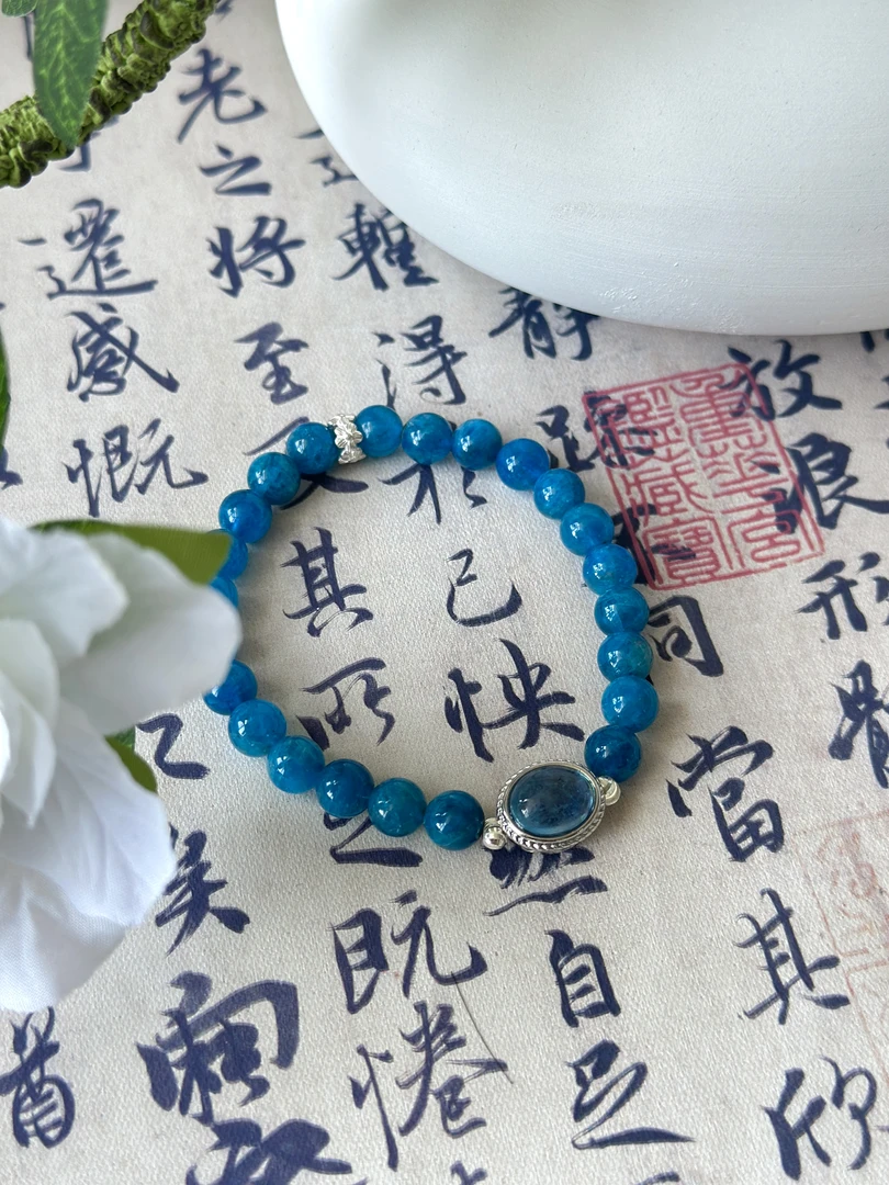 【蔚蓝】梦幻之恋蓝磷灰diy海蓝宝设计款s925银多样性发一A00021