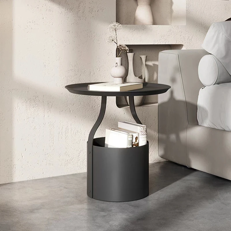 轻奢沙发边几简约迷你小茶几现代岩板圆形角几客厅意式卧室床头柜