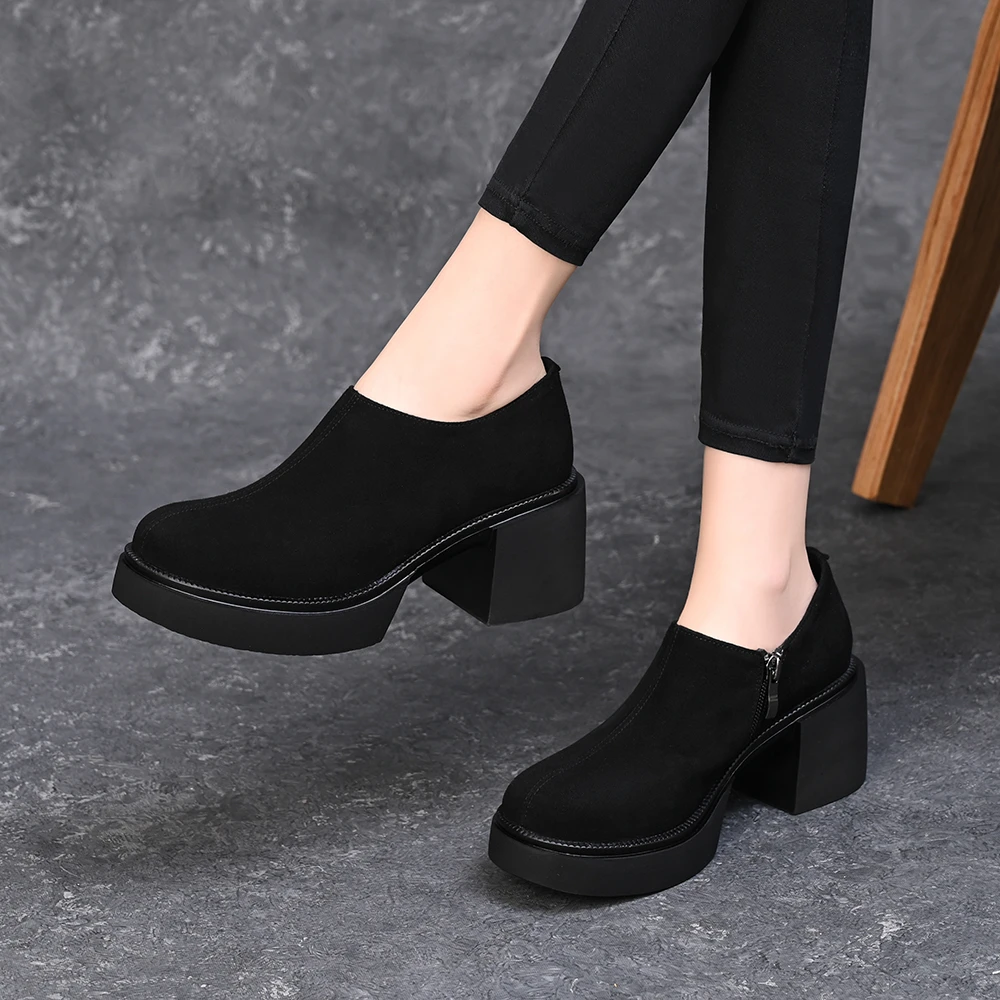 舒适磨砂深口单鞋新款厚底女鞋英伦松糕鞋防水台不累脚 DL 23811