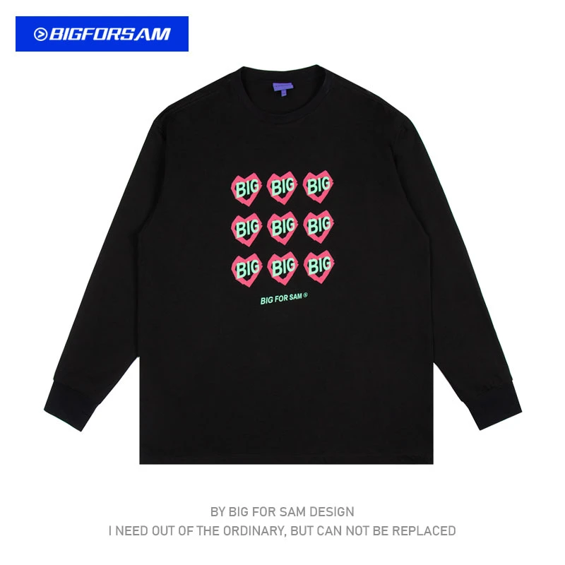 BIG FOR SAM国潮牌长袖T恤男秋冬美式街头潮流嘻哈宽松打底衫上衣