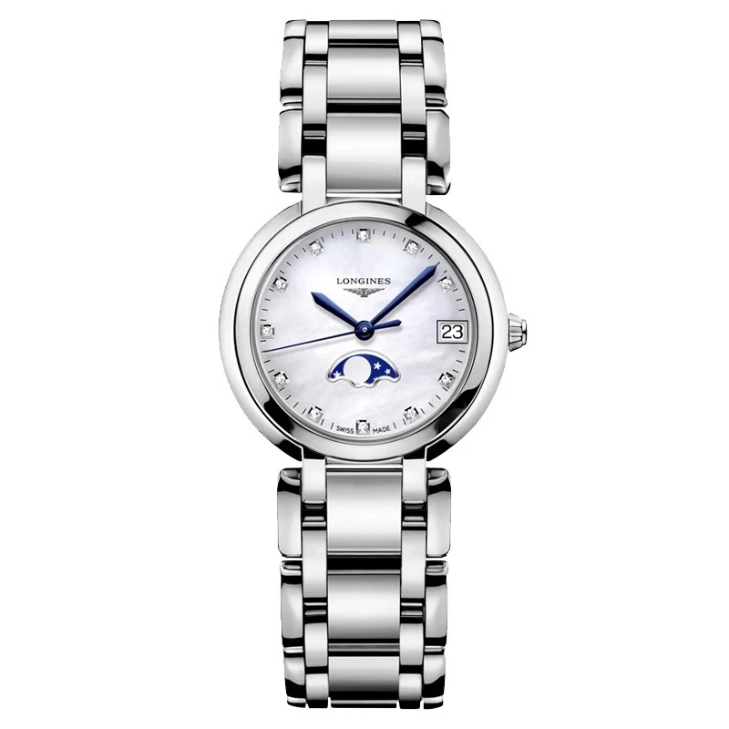 99新 Longines/浪琴 心月115/全套/白盘贝母钻刻/表径30.5mm/女士
