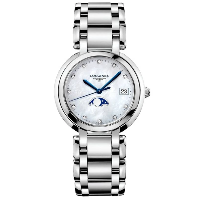 99新 Longines/浪琴 心月116/全套盒卡/贝母钻刻/表径34mm/女士
