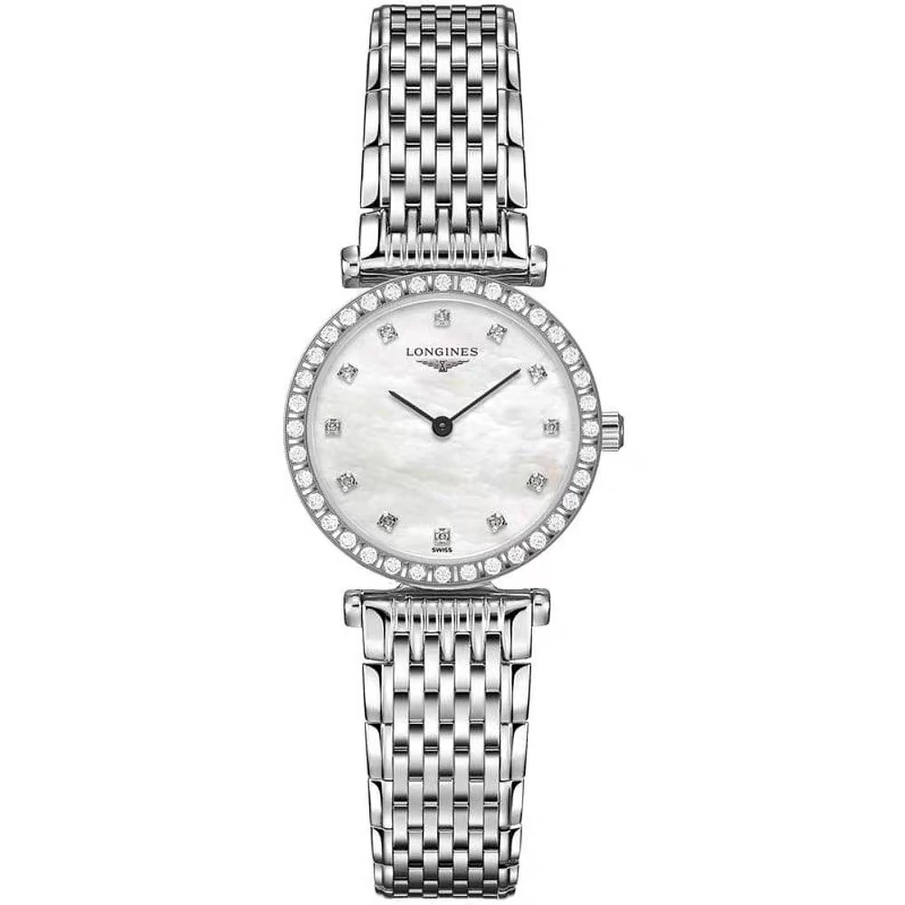 99新 Longines/浪琴 嘉岚341/石英/白盘贝母满钻//表径24mm/女士