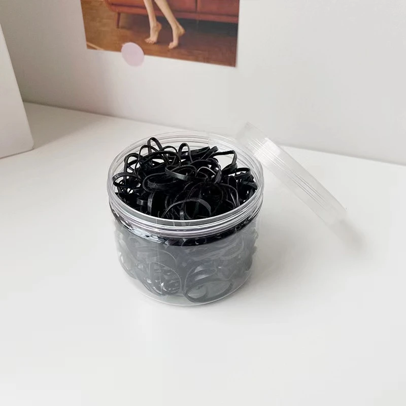 女童发绳纯黑发饰日本高弹小香风加厚头绳细款细小超细袋装罐装