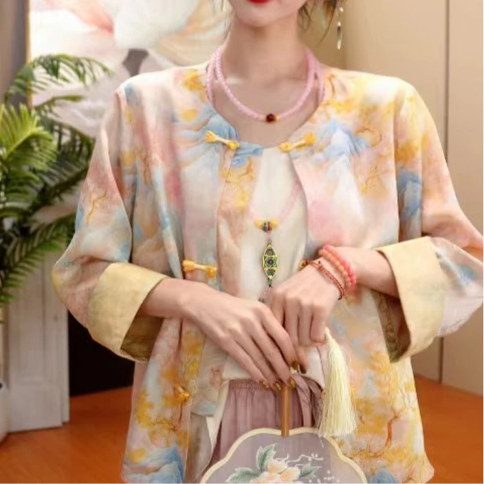 《江山如此多娇》宋锦重工提花手绘夏季上衣2024B1380-小源